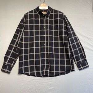 Scandia Woods Mens Black Plaid Button Down Long Sleeve Casual Shirt L
